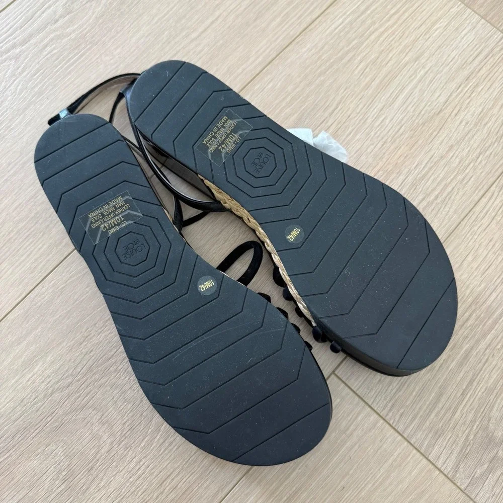Louise et Cie Bimo Black Leather Strappy Platform Espadrille Sandals Woven 10M - Picture 6 of 8